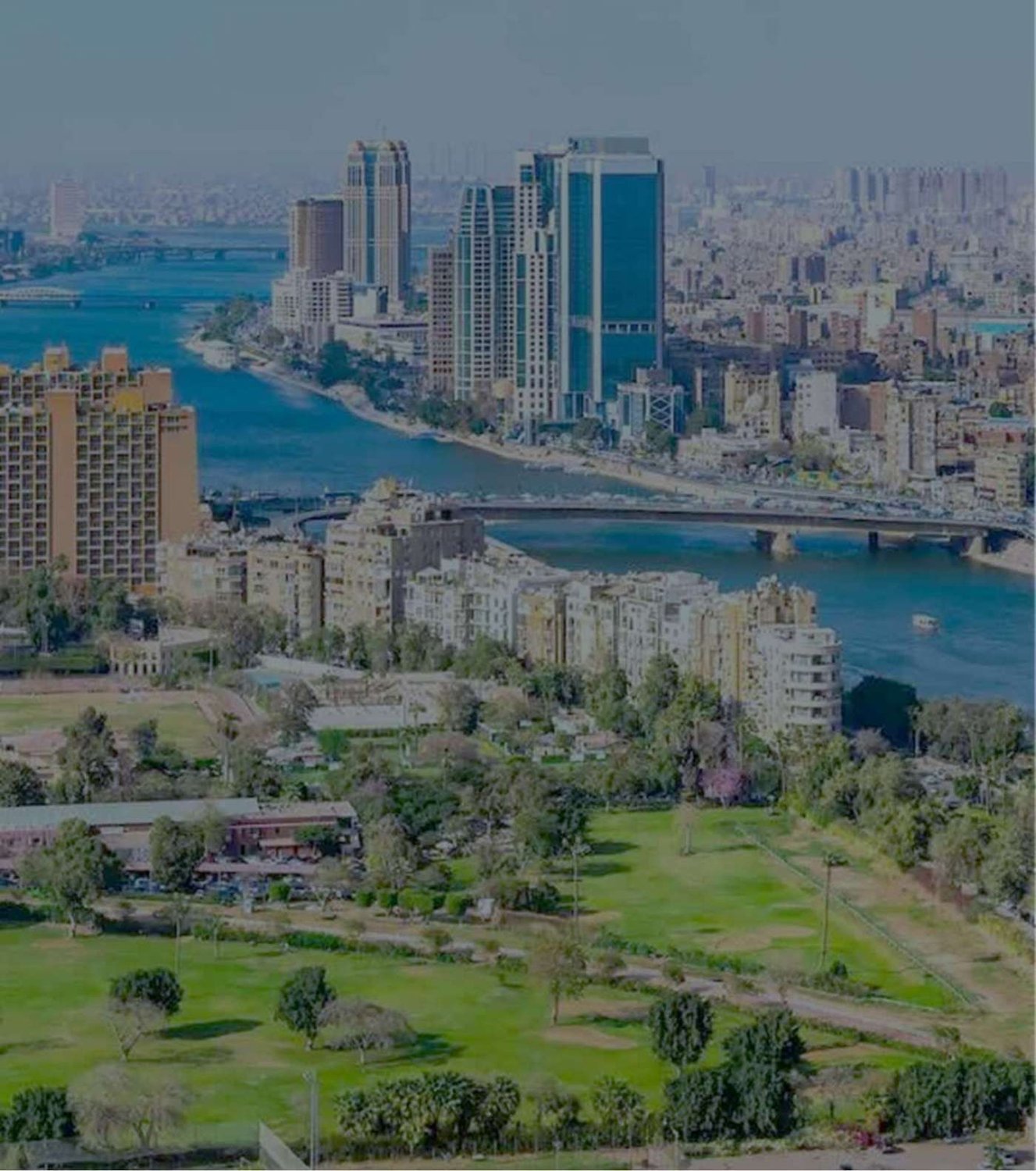 Cairo skyline and the Nile, photographed in the sponsorship prospectus